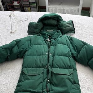 Vintage Green hooded PufferJacket handmade Holubar